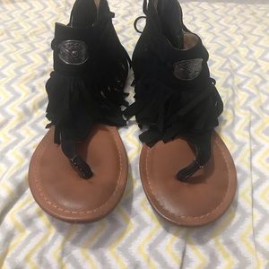 Not Rated Black Fringe Sandals